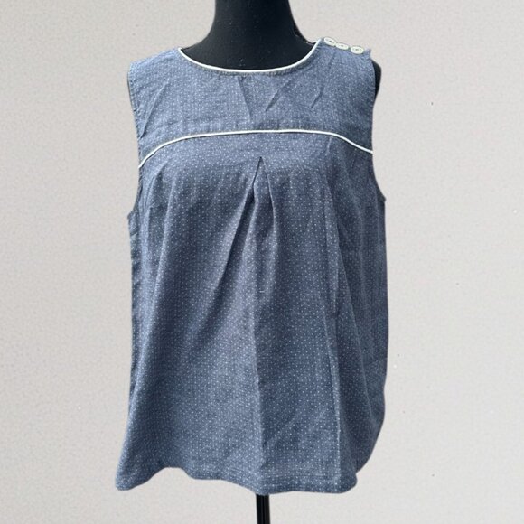 Women’s Blue Sleeveless Blouse with Button Detail – Classic & Feminine - Picture 1 of 2